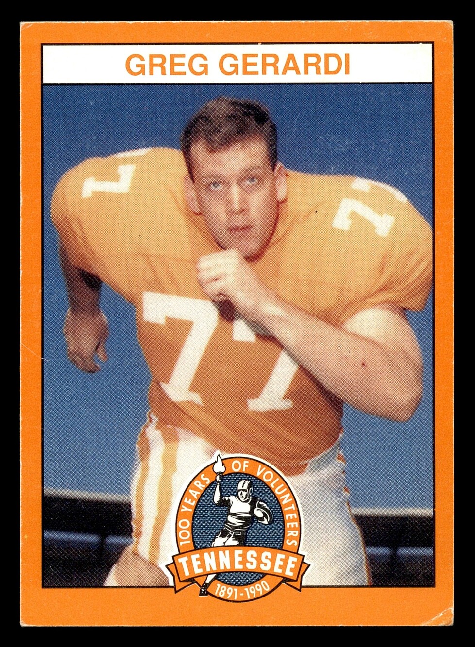 1990 Tennessee Volunteers Centennial #77 Greg Gerardi Football Card